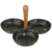 менажница с деревянной ручкой коллекция золотой мрамор цвет: black 23,5*23,5*16,5 см