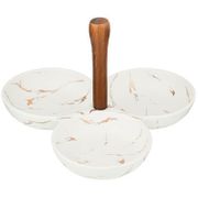 менажница с деревянной ручкой коллекция золотой мрамор цвет: white 23,5*23,5*16,5 см