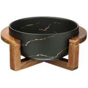 салатник на деревянной подставке коллекция золотой мрамор цвет: black 23*19,*10 см