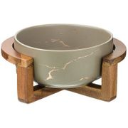 салатник на деревянной подставке  коллекция золотой мрамор цвет: gray 23*19,*10 см