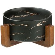 салатник на  деревянной подставке  коллекция золотой мрамор цвет: black 20,8*20,8*7,7 см