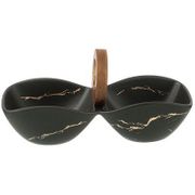 менажница c деревянной ручкой коллекция золотой мрамор цвет: black 22*9,4*12,5 см