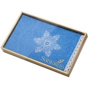  полотенце снежинка,30х50. махра,синий,вышивка,100% х\б 400гр\м, кружево