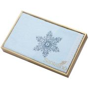  полотенце снежинка,35х70. махра,голубой,вышивка,100% х\б 400гр\м, кружево