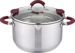 кастрюля agness со сливом, силикон. держатели, 5,1 л диаметр=23 см высота=14 см, нерж.сталь 