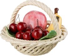 изделие декоративное корзина с фруктами  яблоко и банан диаметр=19 см высота=16 см 