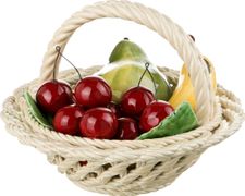 изделие декоративное корзина с фруктами груша и банан диаметр=19 см высота=16 см 