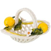 изделие художественно-декоративное овальная корзинка с ручкой с лимонами высота 14 см