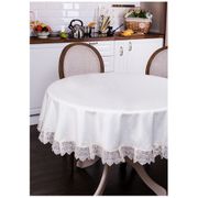  скатерть круглая ричард d160см, 100% п/э, с кружевом,шампань,жаккард завиток