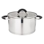 кастрюля agness со стеклянной крышкой, нерж.сталь, 4,6л 22х12,5см (кор=4шт.)