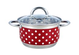 кастрюля со стеклянной крышкой agness горошек нерж. сталь 2,7 л диаметр=18 см высота=10 см (кор=6ш