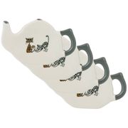 набор из 4-х подставок под чайный пакетик коллекция озорные коты 11*7*2 см (кор=36 наб.)