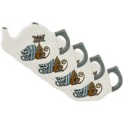 набор из 4-х подставок под чайный пакетик коллекция озорные коты 11*7*1.5 см (кор=36 наб.)