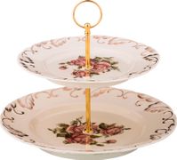 фруктовница 2-х ярусная корейская роза диаметр=26/20 cm. высота=22 см. (кор=24шт.)