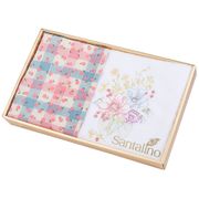 набор полотенец из 2-х шт букетик,50х30см, махра бел+рогожка  роз. 100% хлопок