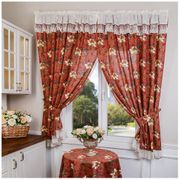 комплект штор кухонных из 2-х шт  магнолия 150х180см, 100% хлопок, коричневый, кружево