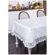 скатертьричард 140*180см, 100% п/э, с кружевом,шампань,жаккард