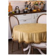 скатерть круглая роскошь d160 см, 100% п/э, кисти,св.золото, велюр