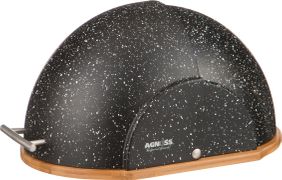 хлебница agness black marble деревянная с пластиковой крышкой, 36*26*20 см (кор=4шт.)
