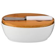 масленка с крышкой + нож металлический 14,5*11 см высота=6 см (кор=24шт.)