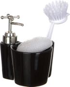 комплект:дозатор для моющего средства+губка и щетка 13*13*14 см.300 мл. (кор=24комп.)