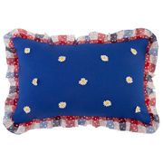 подушка декоративная  индиго ,40х60см,100% хлопок,синий+клетка,синтипон