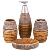 набор для ванной комнаты 4 пр.:дозатор для мыла, мыльница, стакан для зубных щеток , стакан (кор=12к