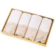 набор салфеток из 4-х шт ,ричард 40х40см,100% п/э, с кружевом, шампань