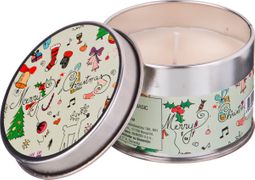 ароматическая свеча в жестяной банке christmas диаметр=8 см. высота=5 см.цвет белый