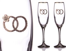 набор бокалов для шампанского из 2 шт. с золотой каймой 170 мл. (кор=1набор.)