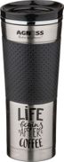 термокружка agness 400 мл  с кнопкой-стоппером