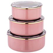 набор мисок agness эмалированных, серия deluxe с пластиковыми крышками, 14/16/18см, 0,6/0,9/1,3л.