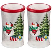 набор подставок  под зубочистку из 2 шт. коллекция веселые снеговики 3,7*3,7*6 см