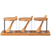 набор из 3-х емкостей для сыпучих продуктов 320 мл. с ложками. диа=8 см. в=8 см. (кор=12наб.)