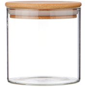 емкость для сыпучих продуктов 600 мл. с бамбук.крышкой диаметр=10 см. высота=10 см. (кор=48шт.)