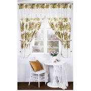комплект штор кухонных из 2х шт 150х180см флора ,100% хлопок, шампань широкое кружево