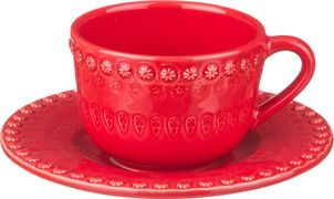 чайный набор на 1 персону 2 пр. фантазия красный 250 мл.без упаковки
