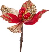 цветок искусственный пуансетия на клипсе длина=17 см. (кор=100шт.)