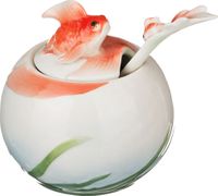 соусница с ложкой золотая рыбка 8*8*9 см.(кор-24шт)