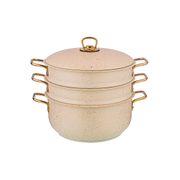 кастрюля-мантоварка agness paradise 24x7,2/24х12/24х12 см,  трехслойное покр granit, pfoa free