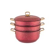 кастрюля-мантоварка agness red qeen 24x7,2/24х12/24х12 см,  трехслойное покр granit, pfoa free