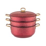 кастрюля-мантоварка agness red qeen 26x12/26х7,2/26х7,2 см,  трехслойное покр granit, pfoa free