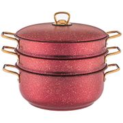 кастрюля-мантоварка agness red qeen 28x12/28х7,3/28х7,3 см,  трехслойное покр granit, pfoa free