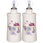 набор для масла/уксуса лавандовая весна 2пр. 6,5*6,5 см. высота=14,5 см. / 300 мл. (кор=32наб.)