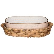 блюдо для запекания в плетеной корзине bronco nature 29,5*20*8 см 1200 мл кремовое  (кор=8шт.)
