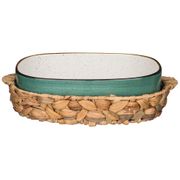 блюдо для запекания в плетеной корзине bronco nature 33*25*9 см 3000 мл мятное  (кор=6шт.)