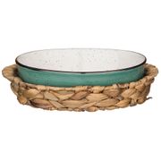 блюдо для запекания в плетеной корзине bronco nature 26*17*6,5 см 800 мл мятное  (кор=12шт.)