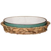 блюдо для запекания в плетеной корзине bronco nature 32,5*20,5*6,5см 1200мл мятное  (кор=12шт.)