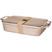 блюдо для запекания с крышкой bronco nature 35*17*7,5 см 1500 мл кремовое (кор=6шт)