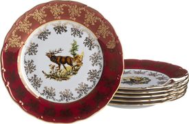 набор тарелок из 6 шт.красная охота диаметр=19 см.